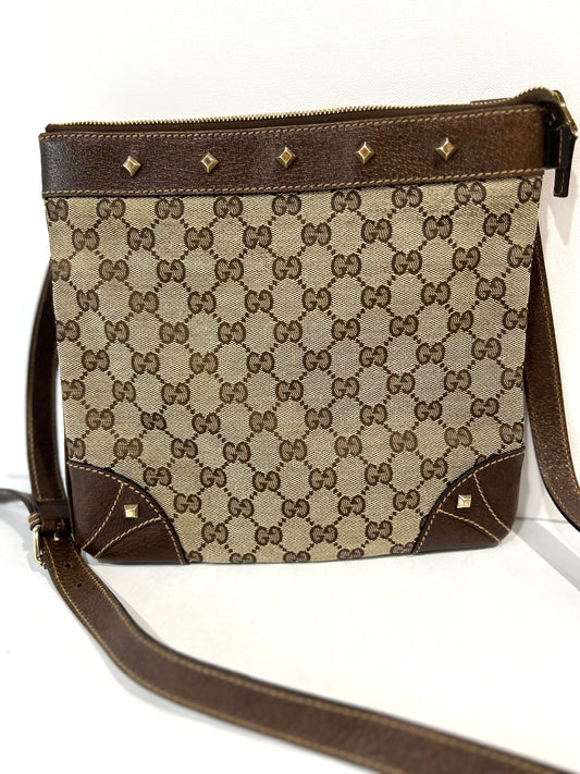 Gucci GG Canvas Studded Crossbody Bag